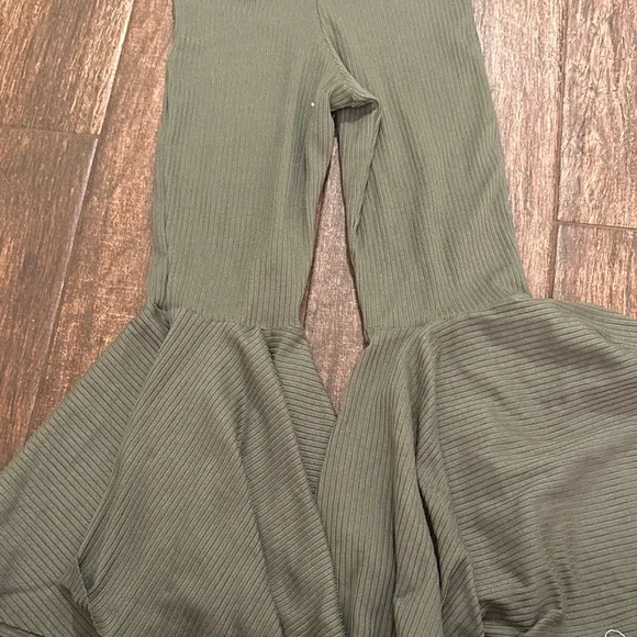 Kids Olive Green Flared Bottoms - Picture 2 of 3